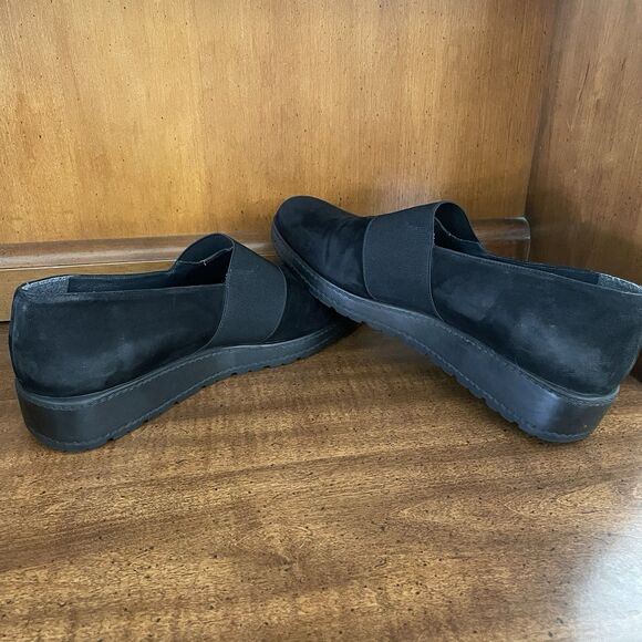 Stuart Weitzman Leather Suede Loafer Black Slip On Stretch Band Women's Size 10 - Picture 6 of 12